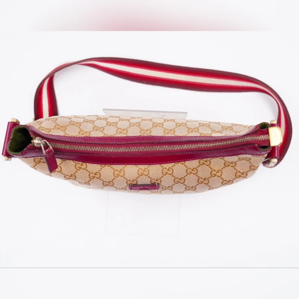 (MT388) GUCCI Monogram Web Halfmoon Crossbody Bag - Picture 3 of 16